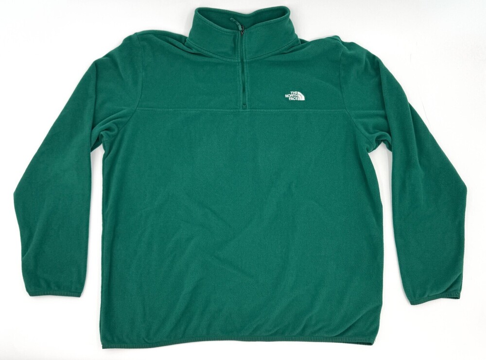 The North Face Fleece Pullover Mens 2XL Green Quarter Zip Logo Outdoor Hiking